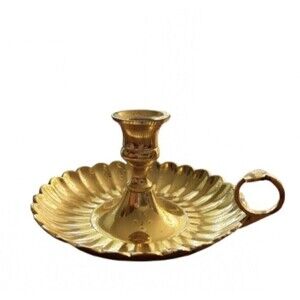 Vintage Solid Brass Scalloped Chamber Candlestick
